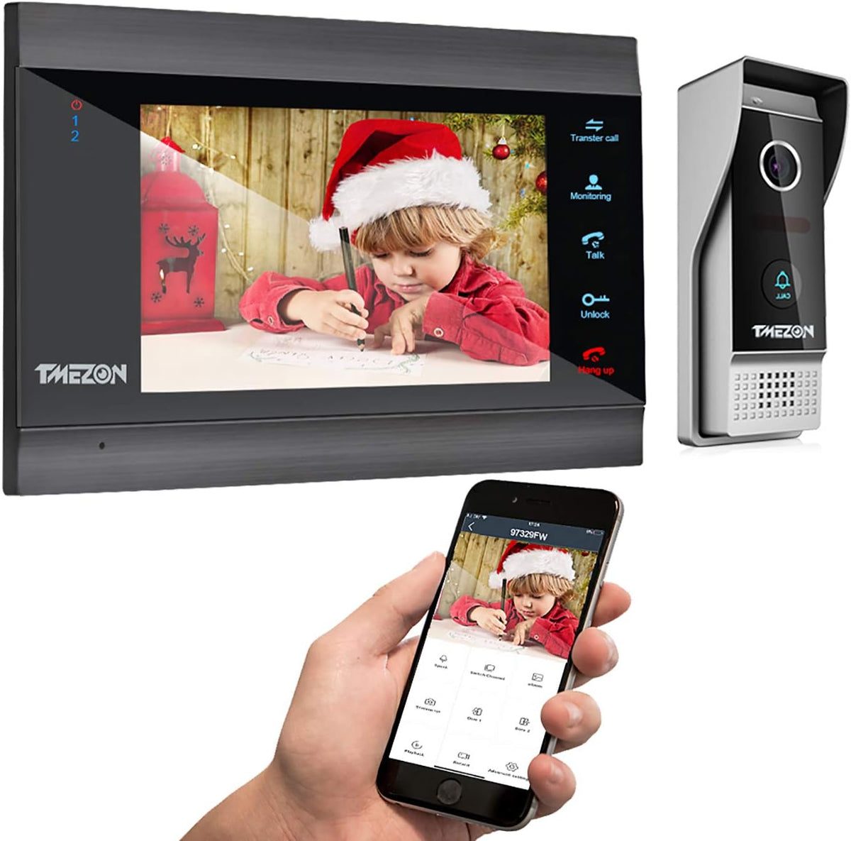 Wireless WIFI Video Door Phone IP Doorbell Intercom System with Camera 7 Inch Entry with 1x1080P Wired Camera Night Vision I3751