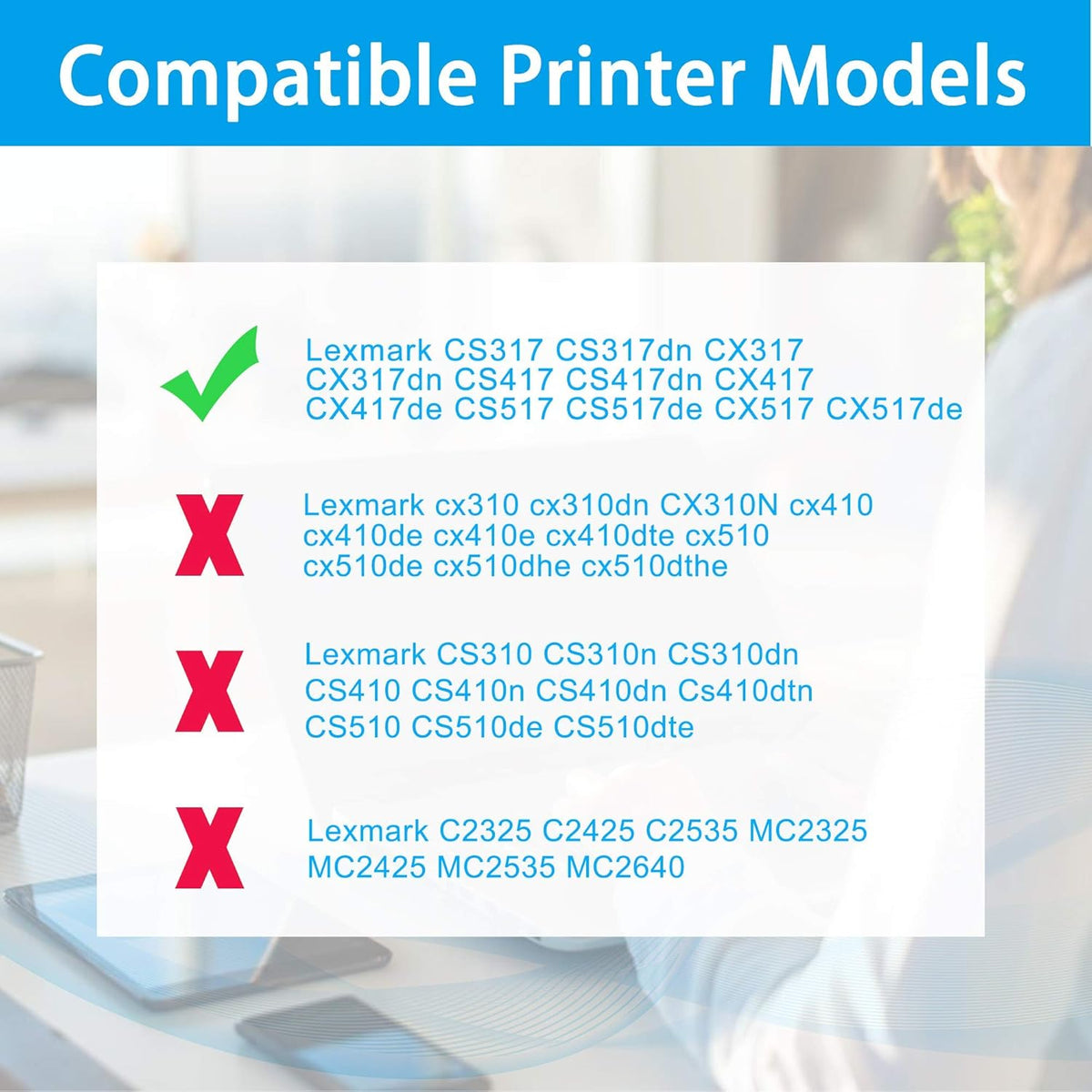 4-Pack Black Cyan Magenta Yellow Compatible Toner Cartridge X221