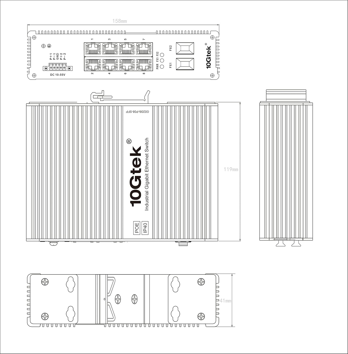 10-Port Gigabit Ethernet Switch with 20-km SFP Transceiver Y850799