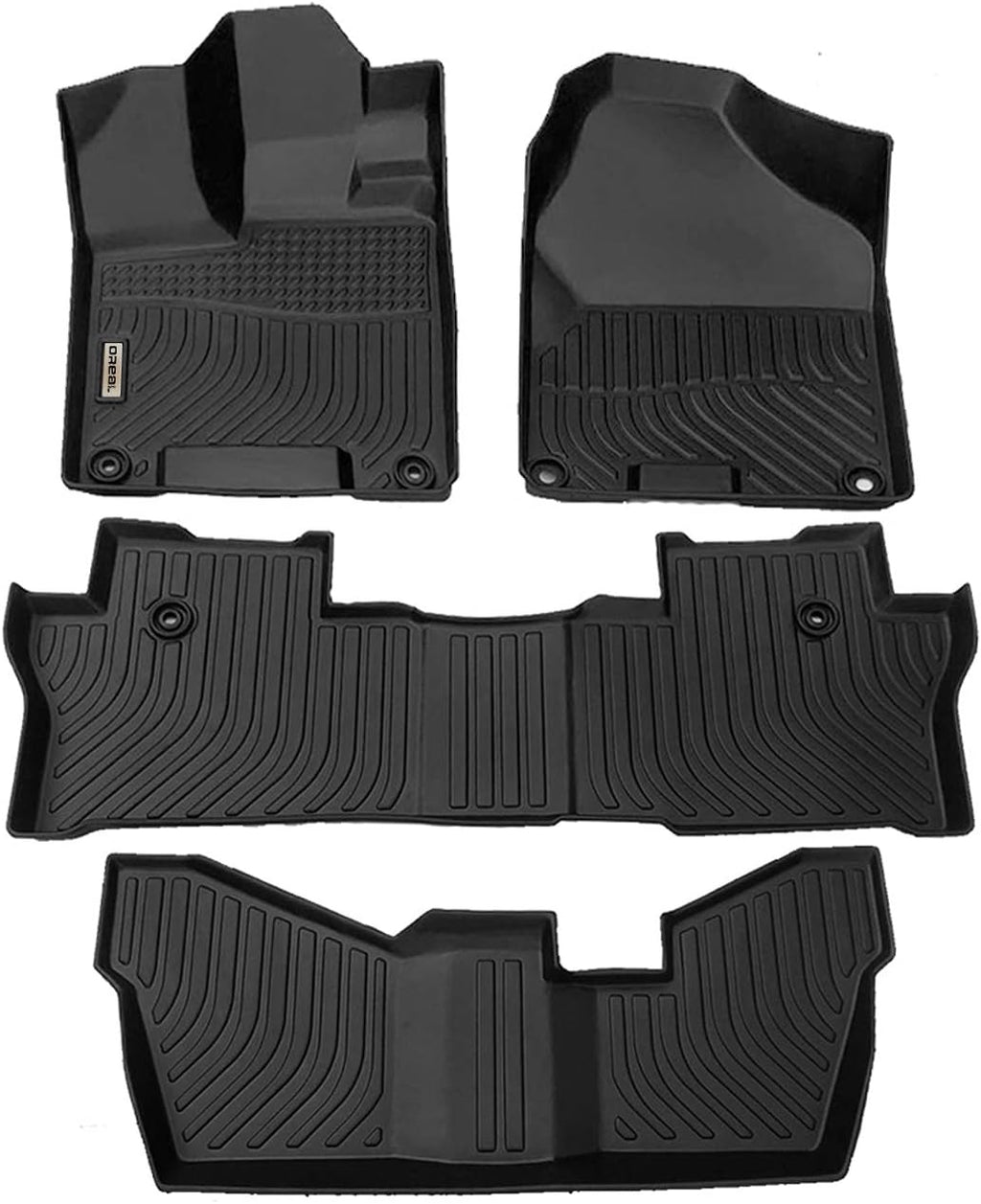Black Front and Rear Car Mats for Honda Pilot 8 Seats D532