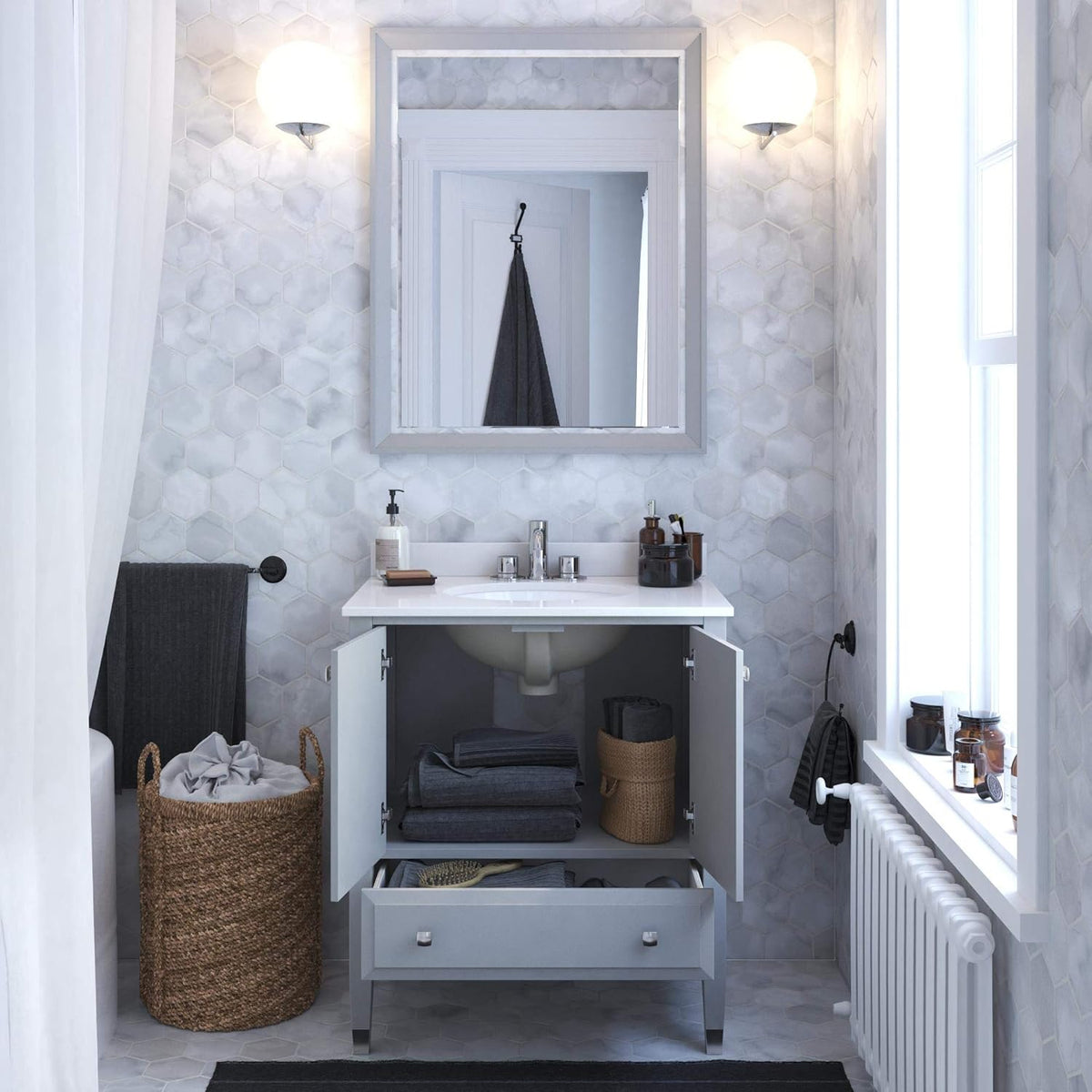 Gray Bathroom Vanity with Sink F72184