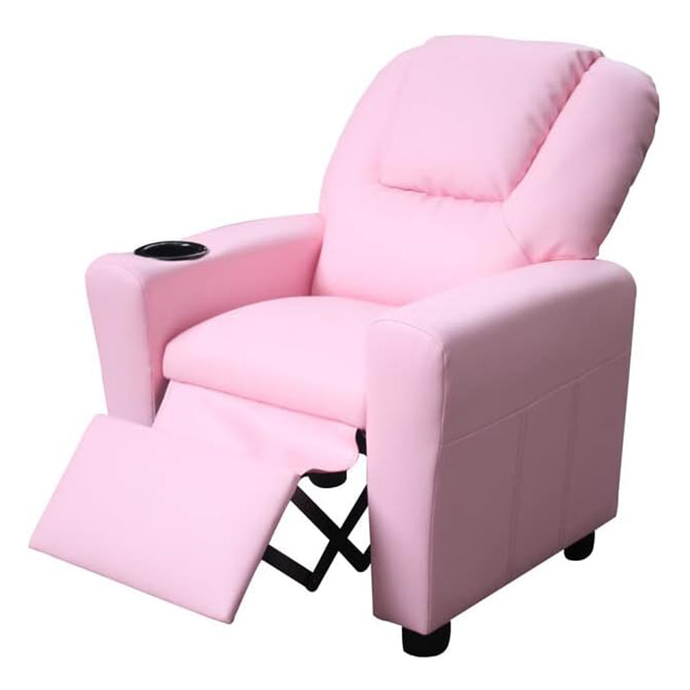 Pink PU Leather Recliner Chair with Cup Holder S1139
