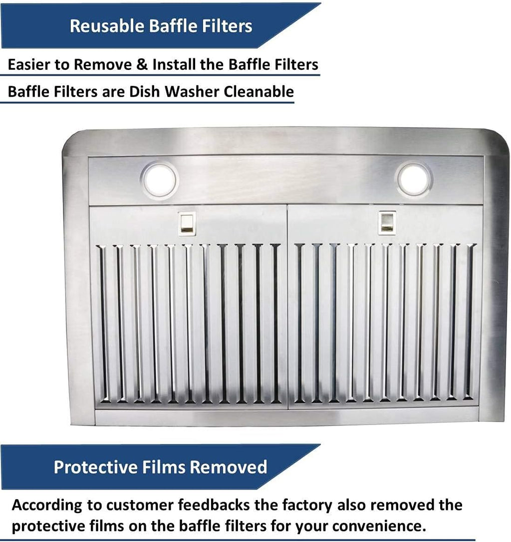 Stainless Steel Under Cabinet Range Hood with LED Lights O7054