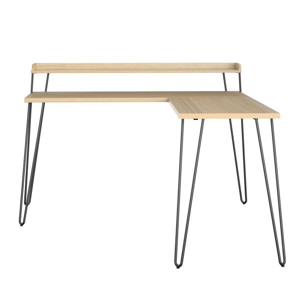 Natural L Desk with Riser F2402