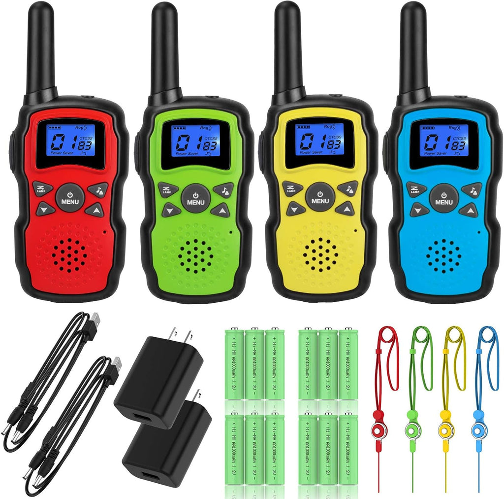 Rechargeable 4 Pack 2 Way Radio with 2 USB Chargers 12000mAh Battery V442