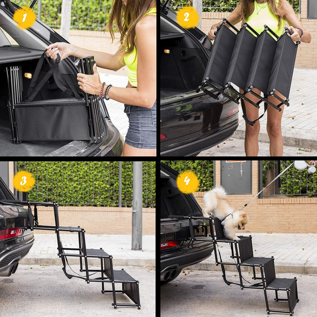 Foldable Car Dog Stairs Metal Ramp Non-Slip Pet Stairs R579