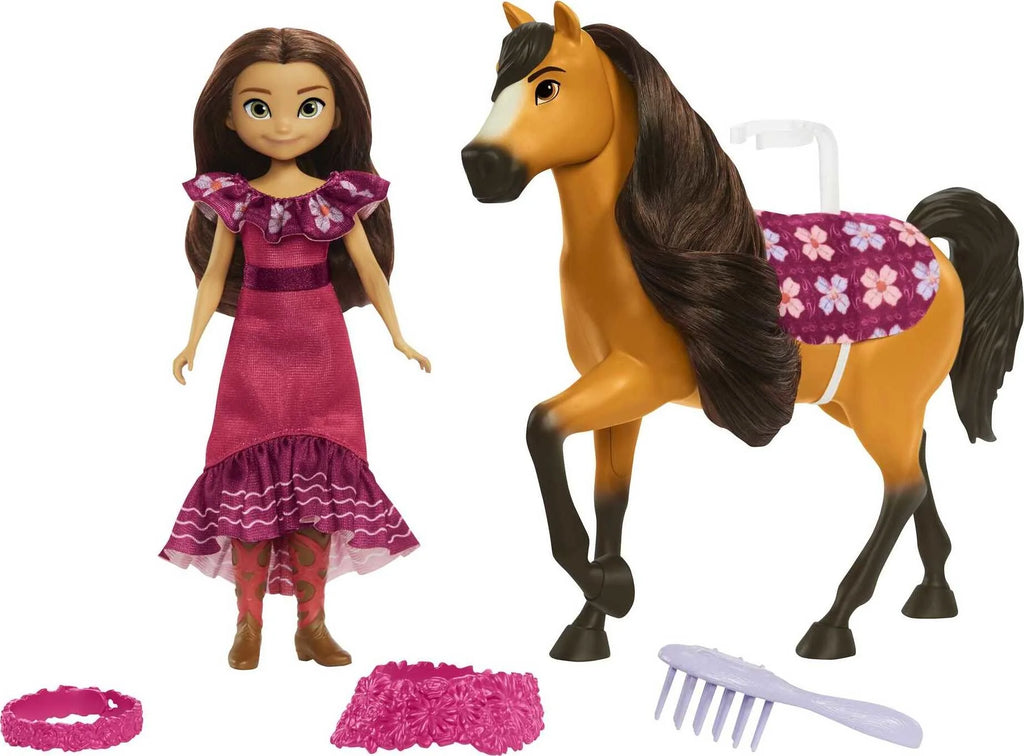 Lucky Doll with Dress, Floral Crown, Brush & Spirit Horse with Long Mane N33631