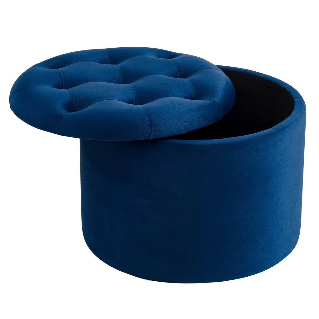 Blue Round Storage Ottoman P799