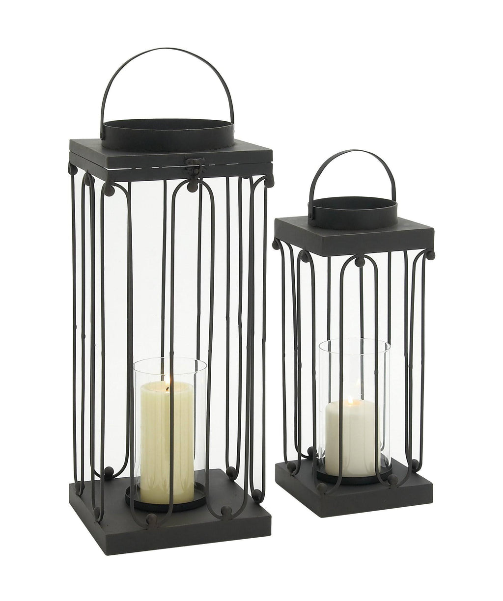 Metal Glass Candle Lantern Set of 2 K931