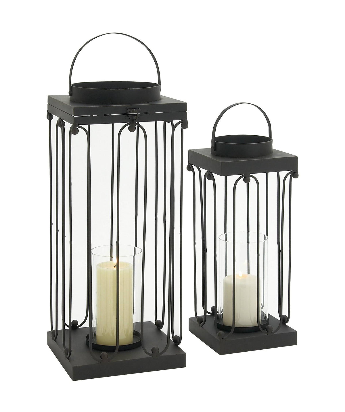 Metal Glass Candle Lantern Set of 2 K931