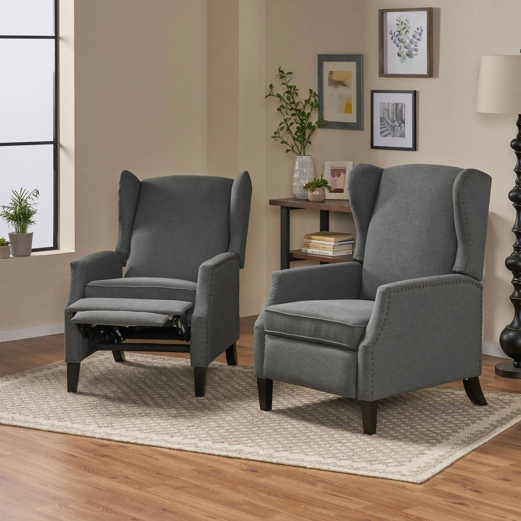 Taupe Tweed Fabric Recliner Set of 2 N37291