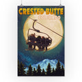 Ski Lift and Full Moon Giclee Gallery Print U216856