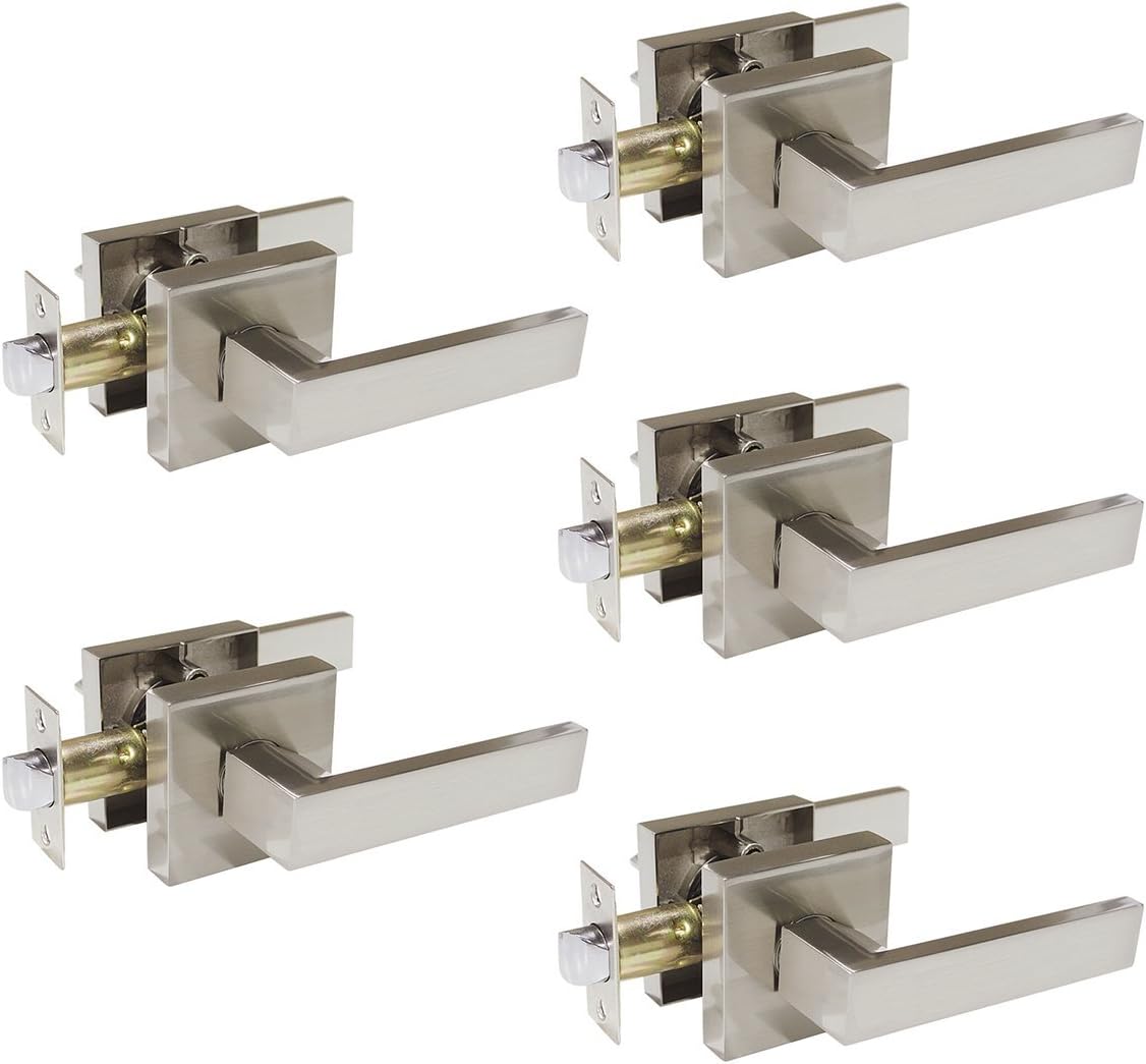 Keyed Alike Door Levers Entrance Locksets, Satin Nickel Finish, 2 Pack V3401