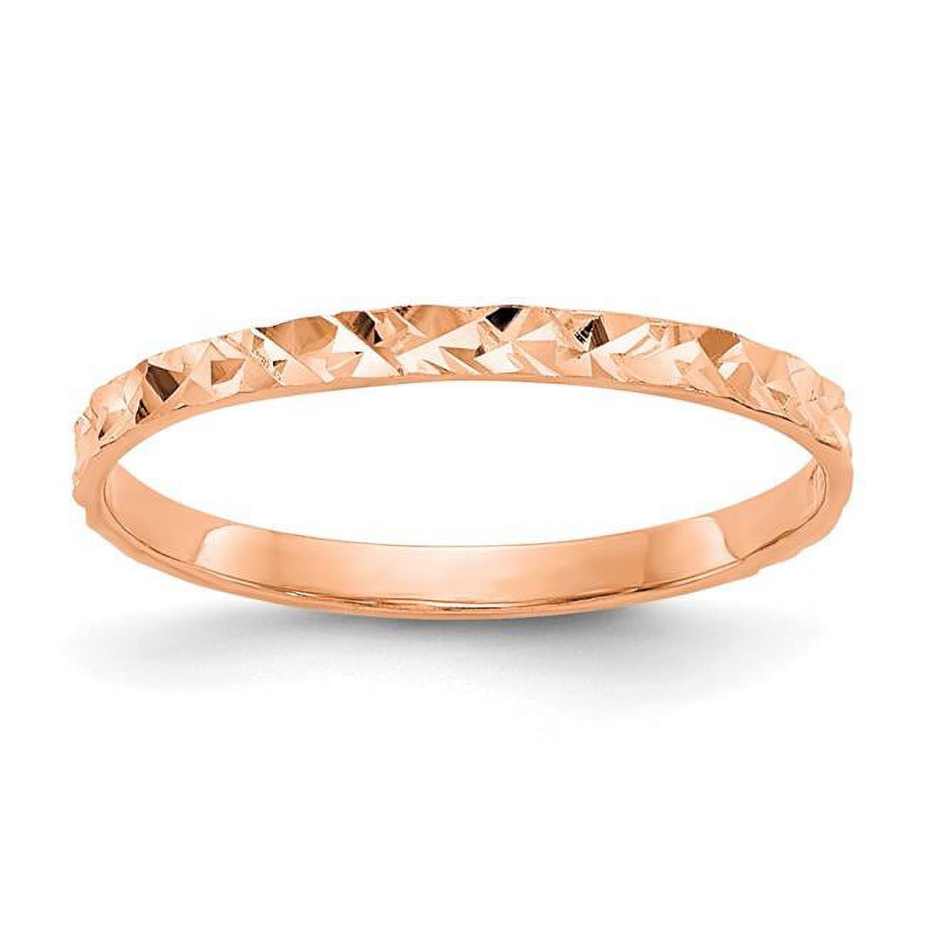 14K Rose Gold Diamond-Cut Design Band Childs Ring - Size 3 W4820