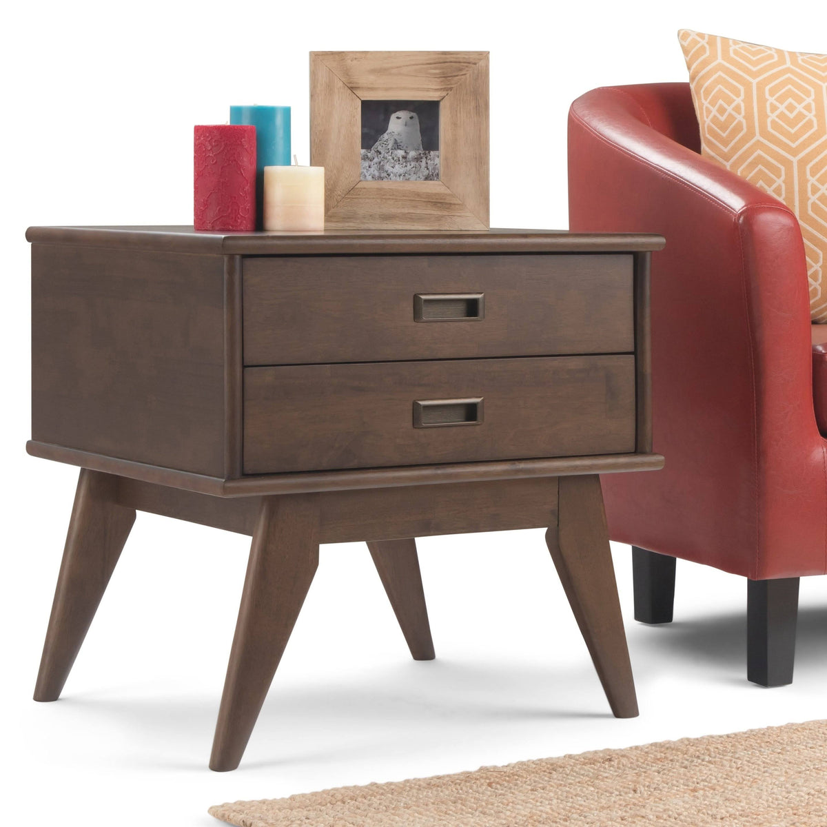 Walnut Brown Mid-Century Side Table Q791