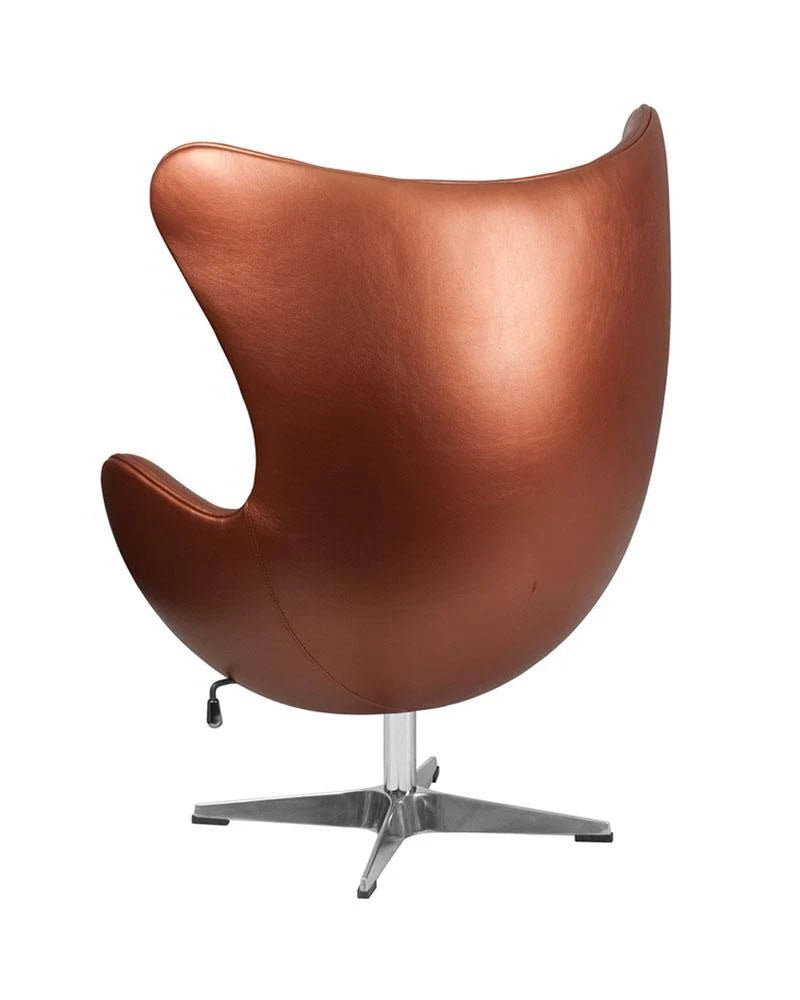 Gold Leather Egg Chair with Tilt-Lock Mechanism N249089