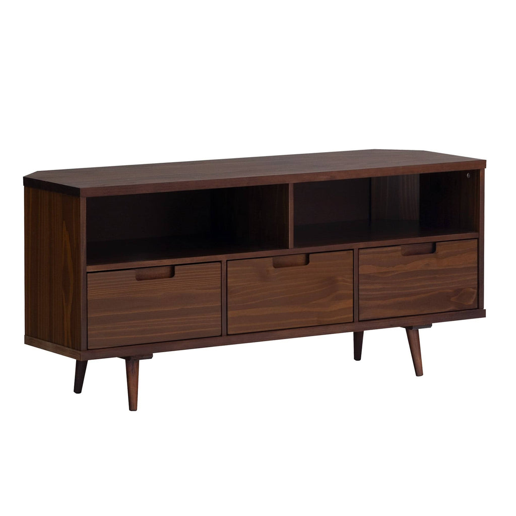 Walnut Mid-Century Corner TV Console F439