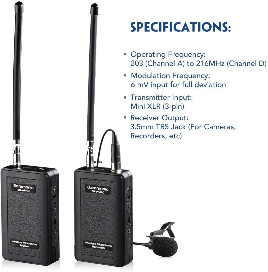 Dual Wireless VHF Lavalier Microphone Bundle with 2 Transmitters, 2 Receivers and Audio Mixer H567