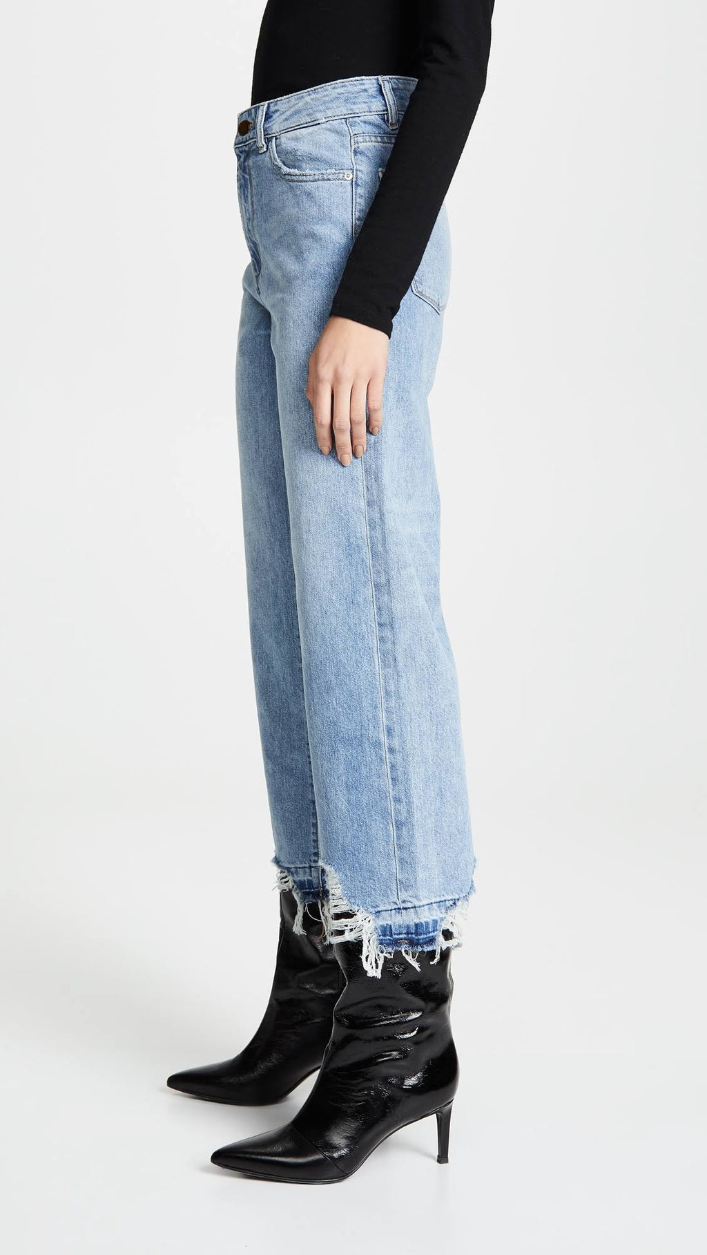 Slate Blue Wide Leg High Rise Jeans Q860