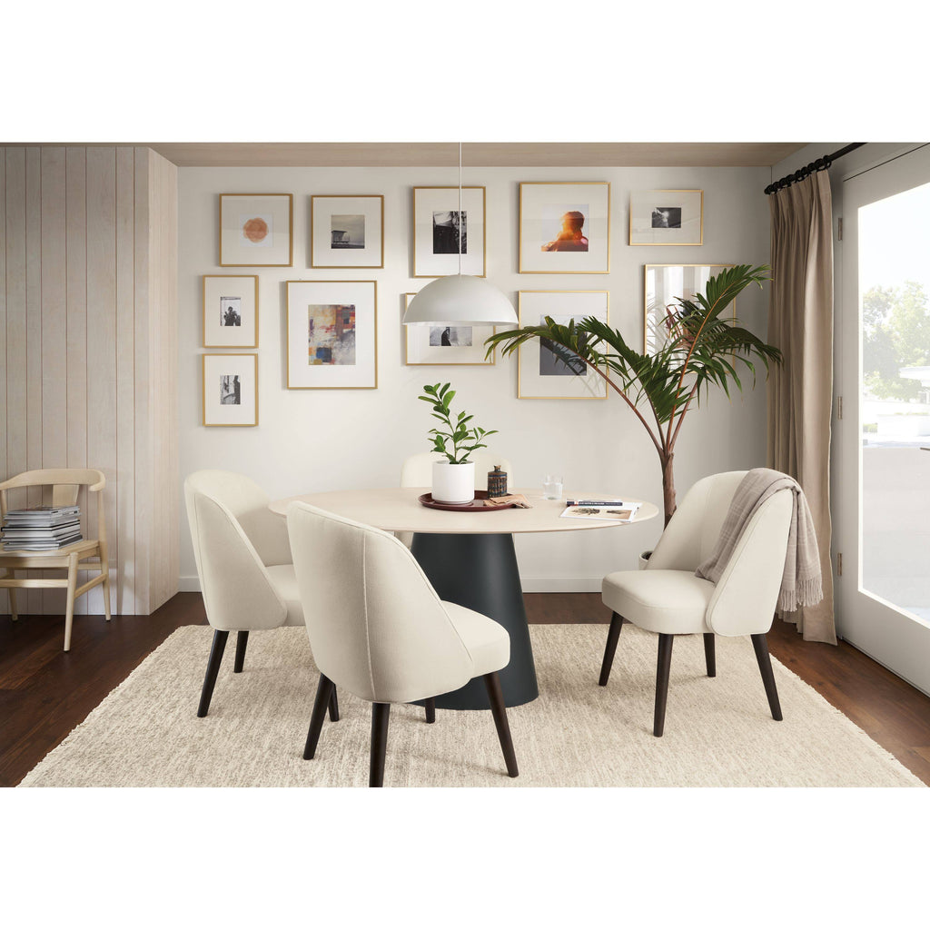Modern Cora Side Chair in Sumner Linen with Charcoal Legs White Brown Performance Fabric X419103