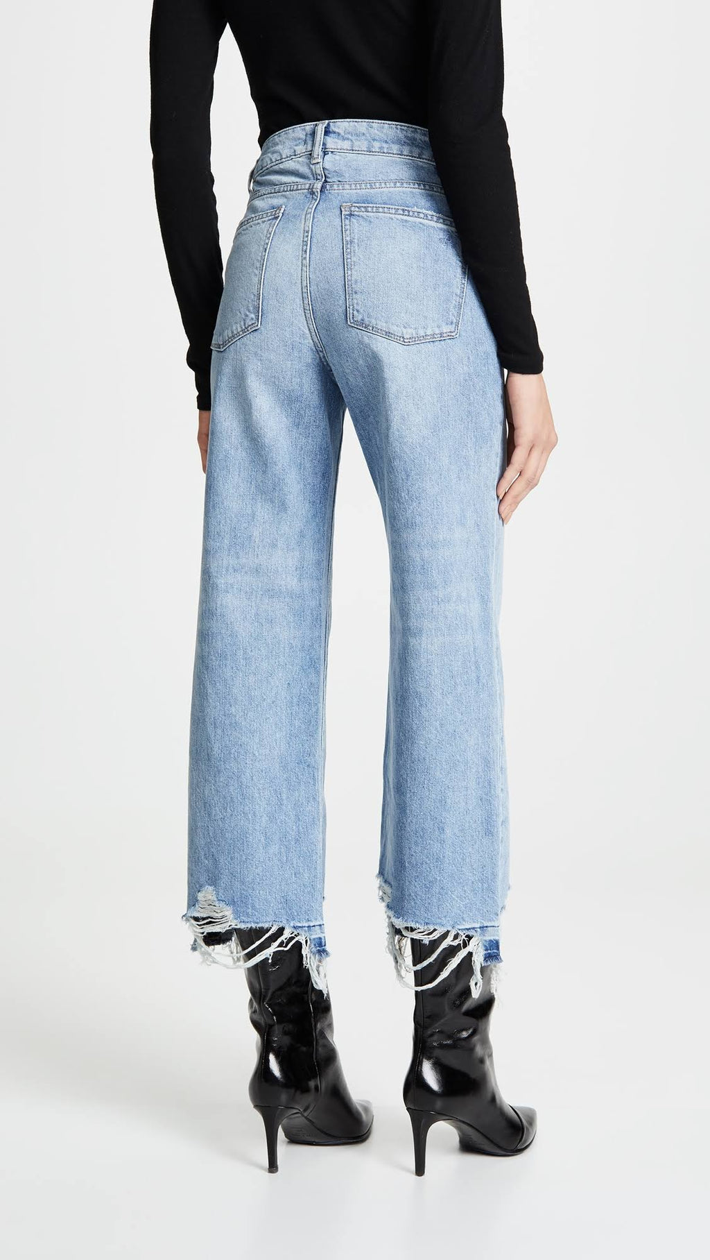 Slate Blue Wide Leg High Rise Jeans Q860