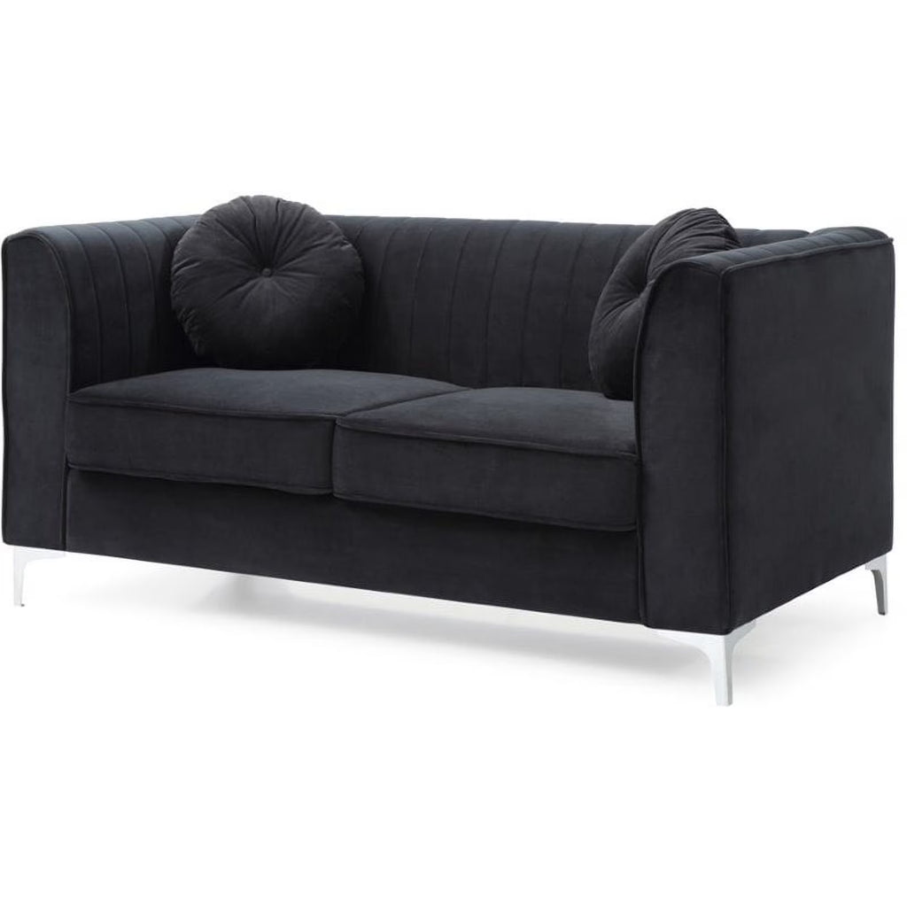 Black Velvet Channel Tufted Loveseat N328