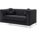 Black Velvet Channel Tufted Loveseat N328