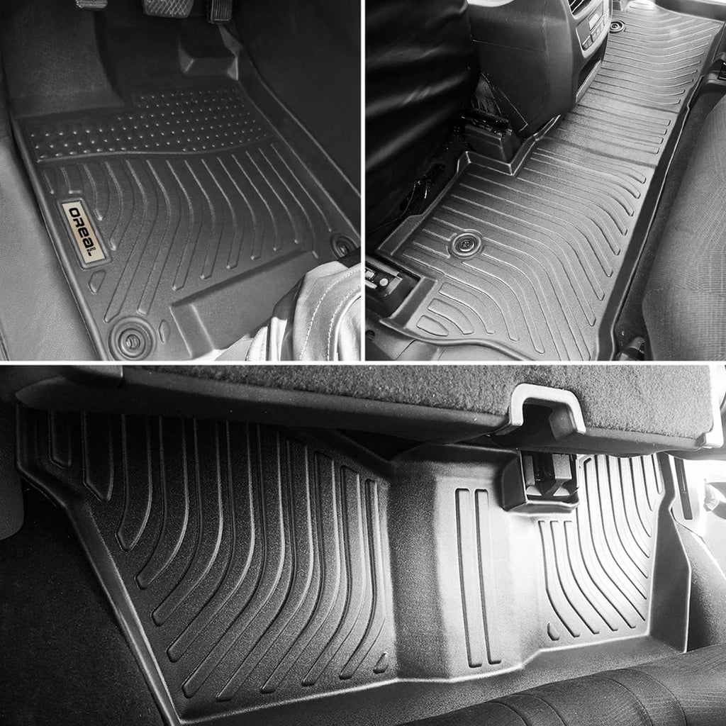 Black Front and Rear Car Mats for Honda Pilot 8 Seats D532