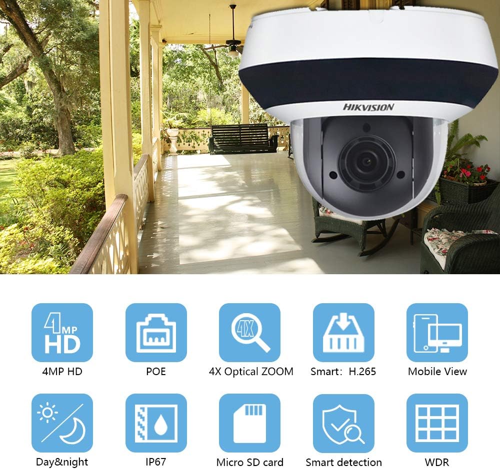 4MP POE Mini PTZ IP Camera with 4X Optical Zoom and Smart IR Night Vision H68092