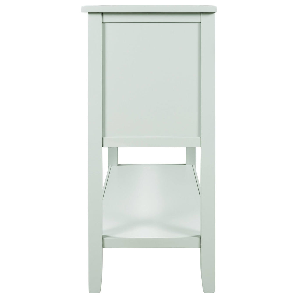 Light Blue Pine Console Table with 7 Drawers and 1 Cabinet and 1 Shelf Y484