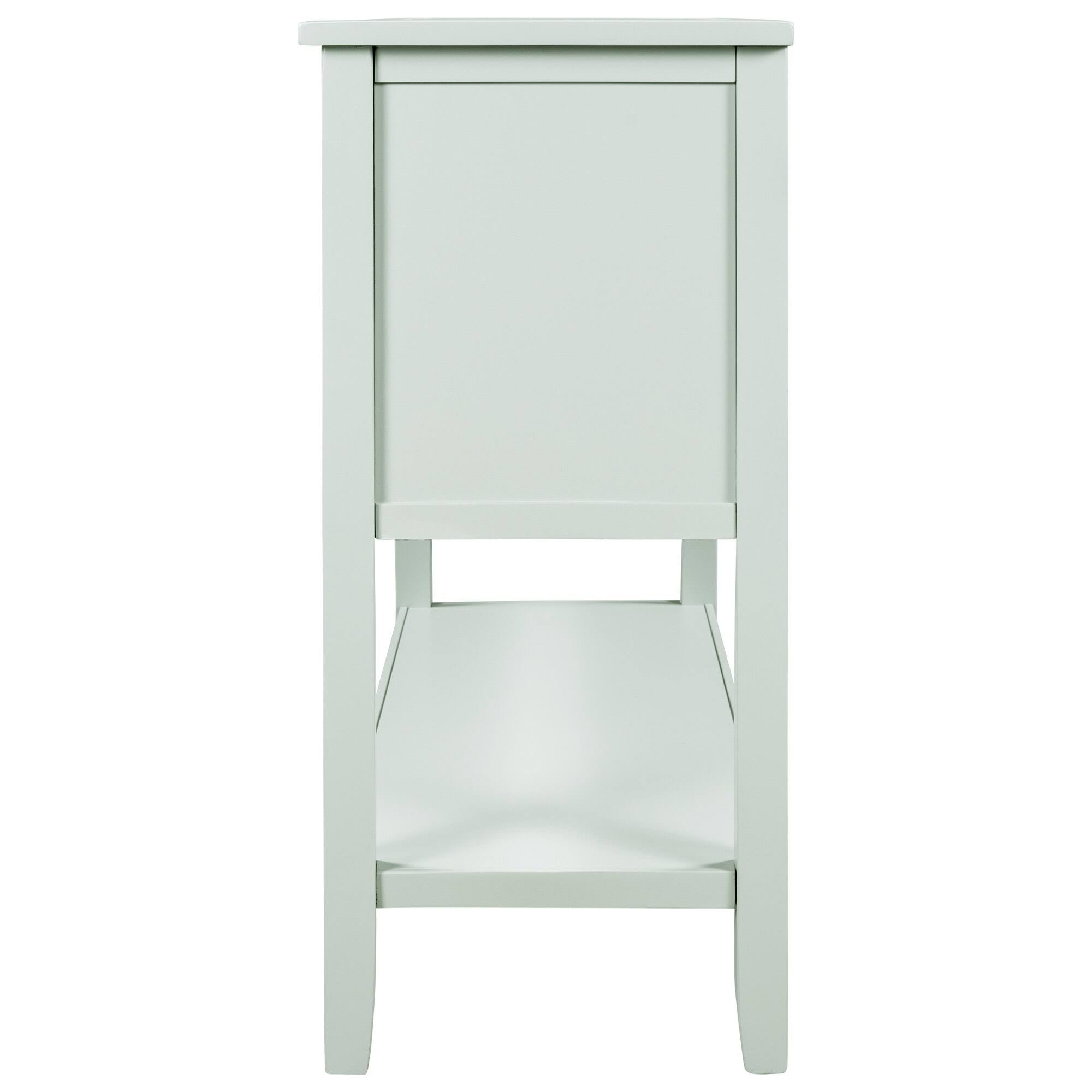 Light Blue Pine Console Table with 7 Drawers and 1 Cabinet and 1 Shelf Y484