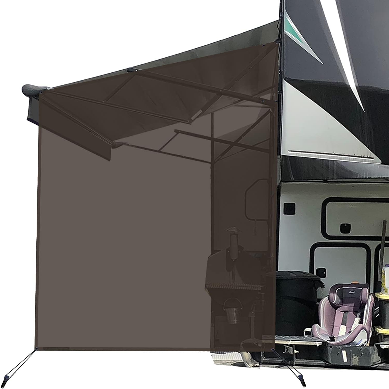RV Awning Side Sun Shade Screen 9'X7' Black Mesh B3577