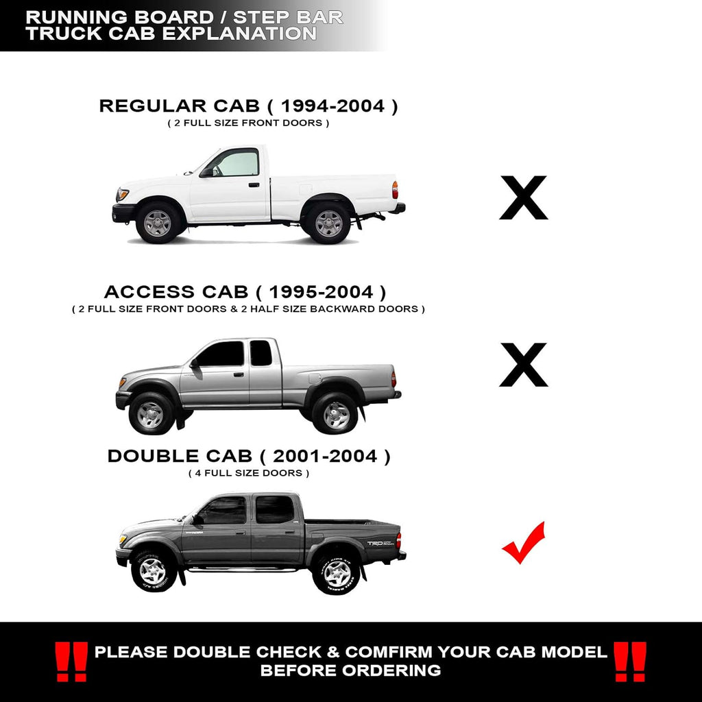 Matte Black Modular Side Nerf Bars Running Boards for Toyota Tacoma Double Cab P334996