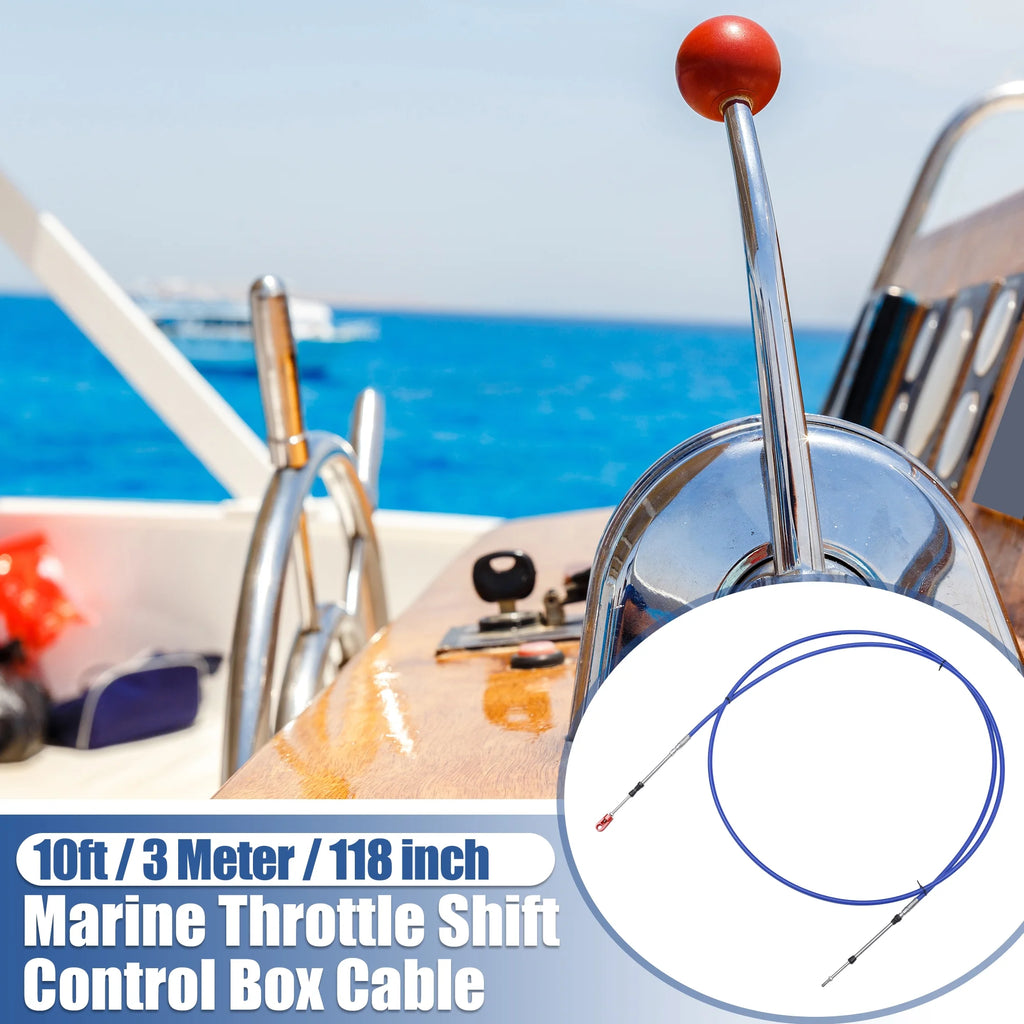 Marine Type Throttle Shift Remote Control Box Cable with Clevis Blue C67806