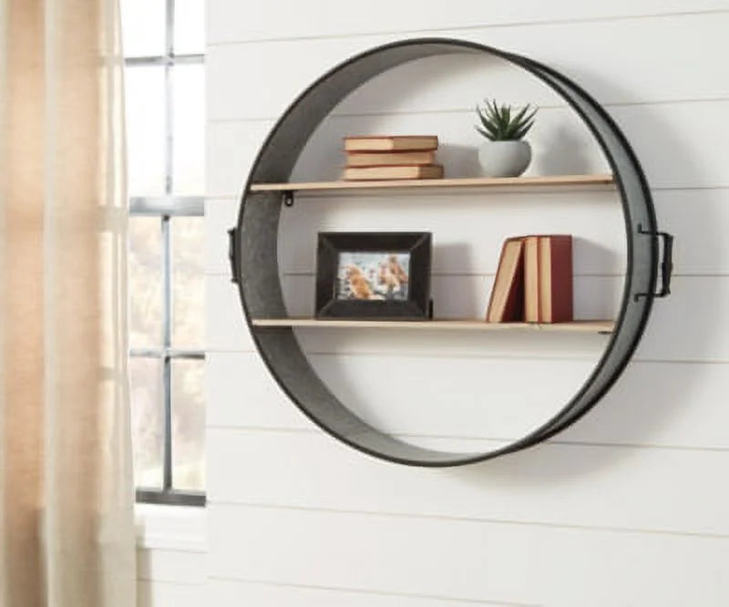 Antique Gray/Natural Wall Shelf S894640
