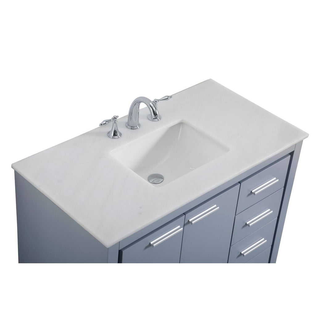 White 18 inch Bathroom Vanity Cabinet Set with Marble Top I710