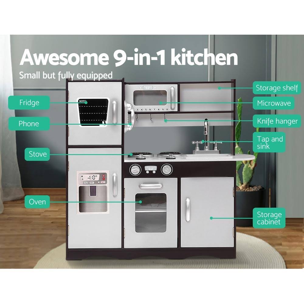 Black Kids Kitchen Set Pretend Play Food Toys C361576