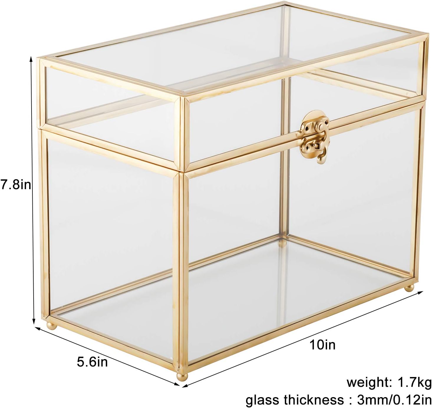 Gold Clear Rectangle Glass Card Box A9476