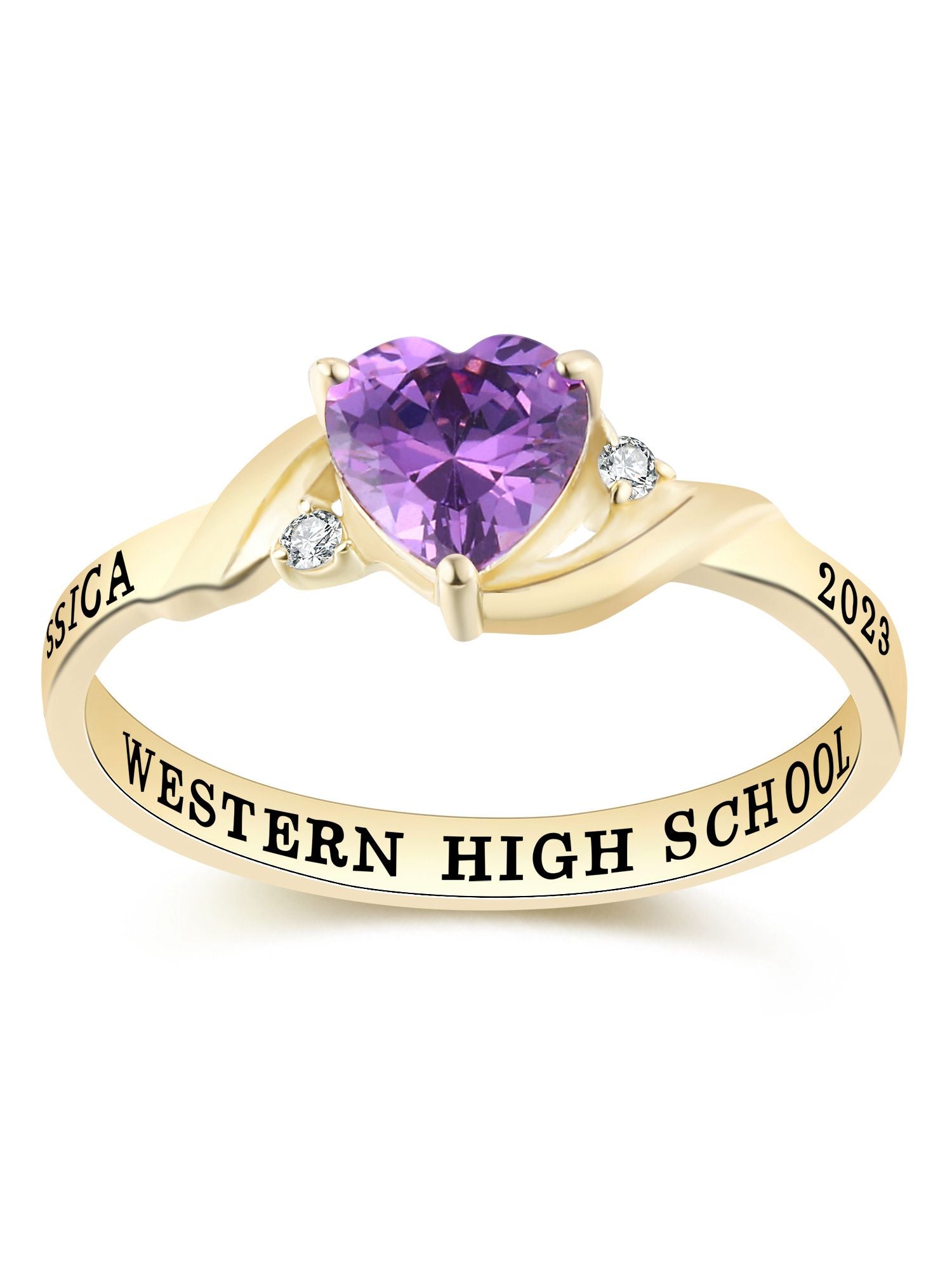 Sterling Silver Class Rings with CZ Birthstone T30231