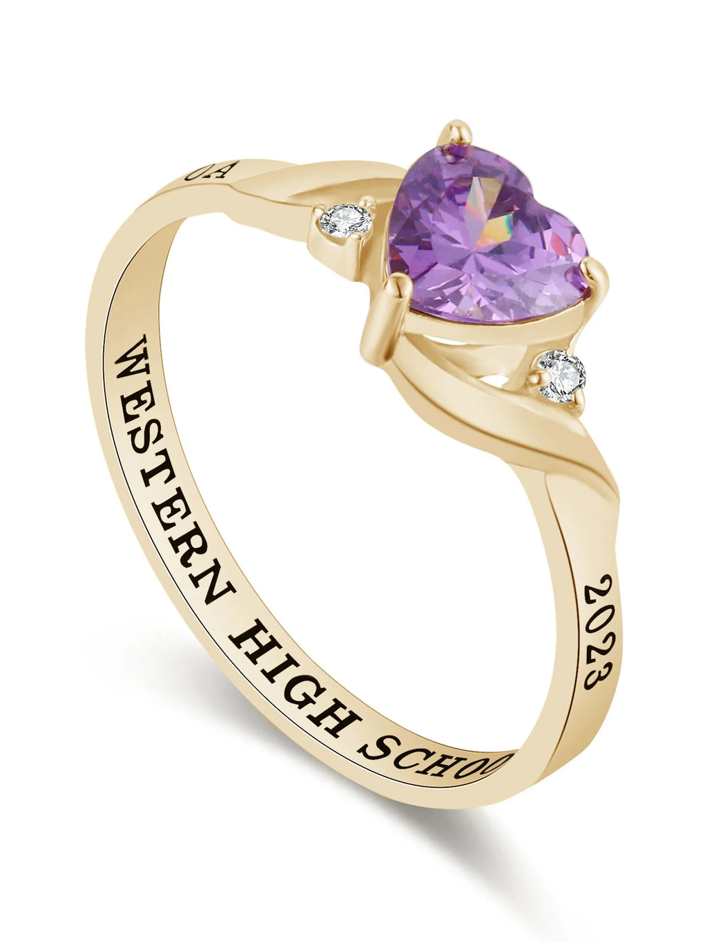 Sterling Silver Class Rings with CZ Birthstone T30231