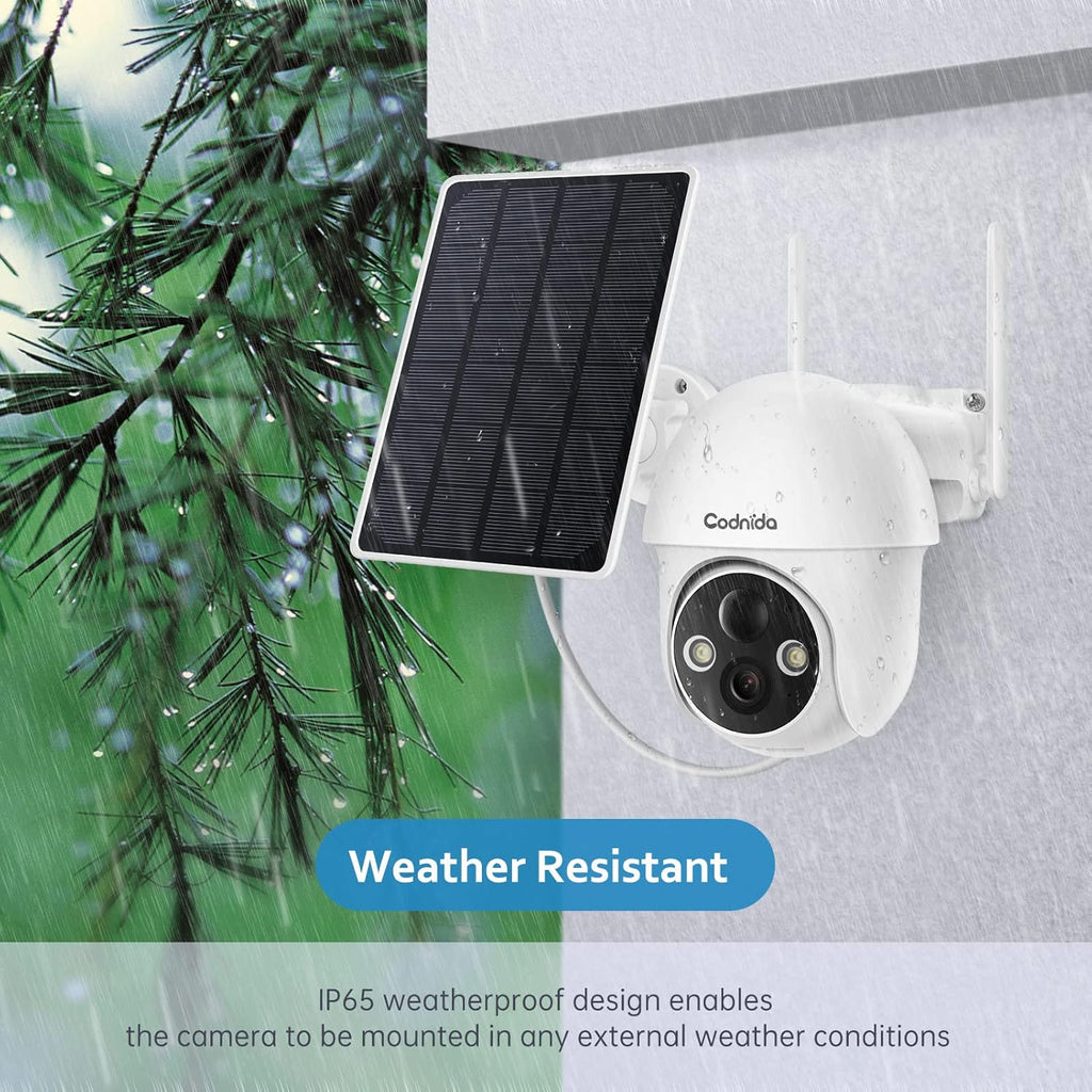 Solar Security Camera, 1080P Pan-Tilt Wireless WiFi Outdoor Battery Powered Surveillance Camera with Night Vision, 2-Way Audio, Motion Detection, SD Card & Cloud Storage P712