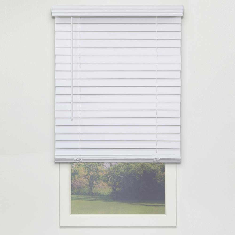 White Cordless PVC Faux Wood Blind 59 in. W x 72 in. L W3029