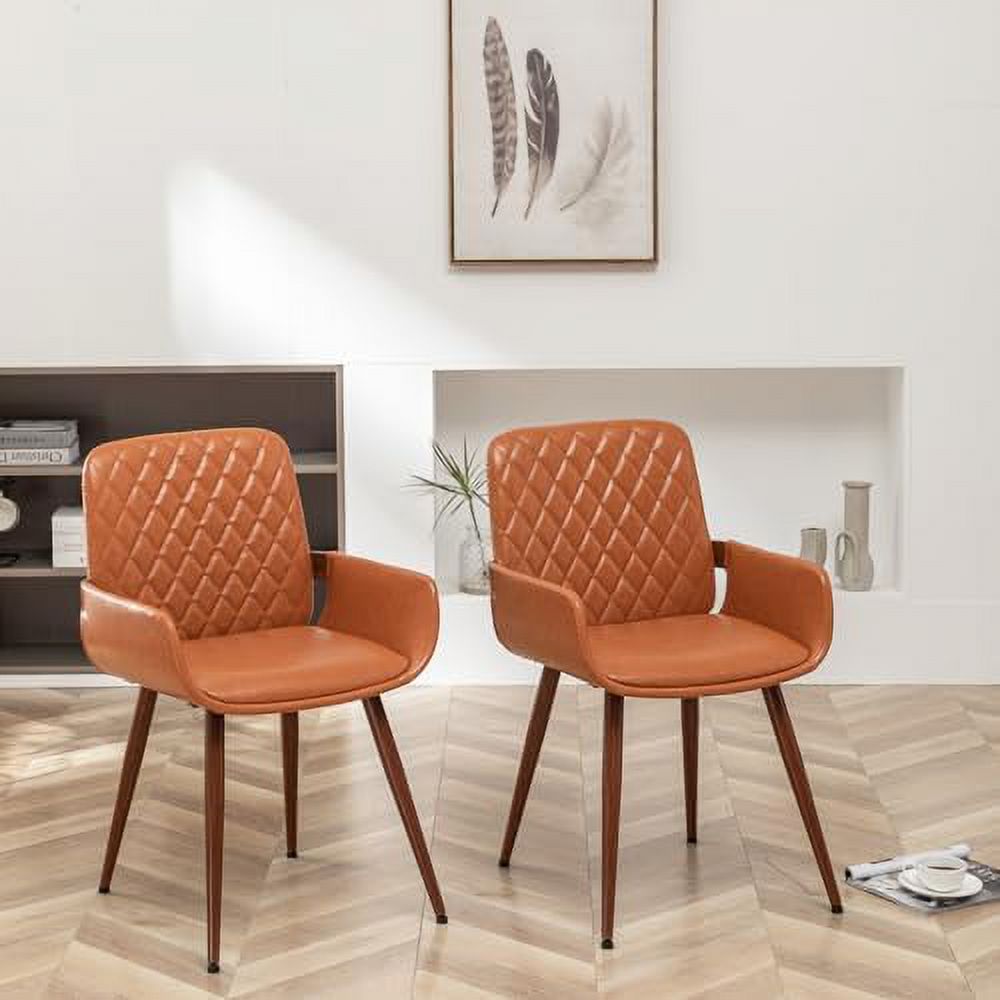 Beige Fabric Bentwood Frame Dining Chairs Set of 2 with Armrest S16676