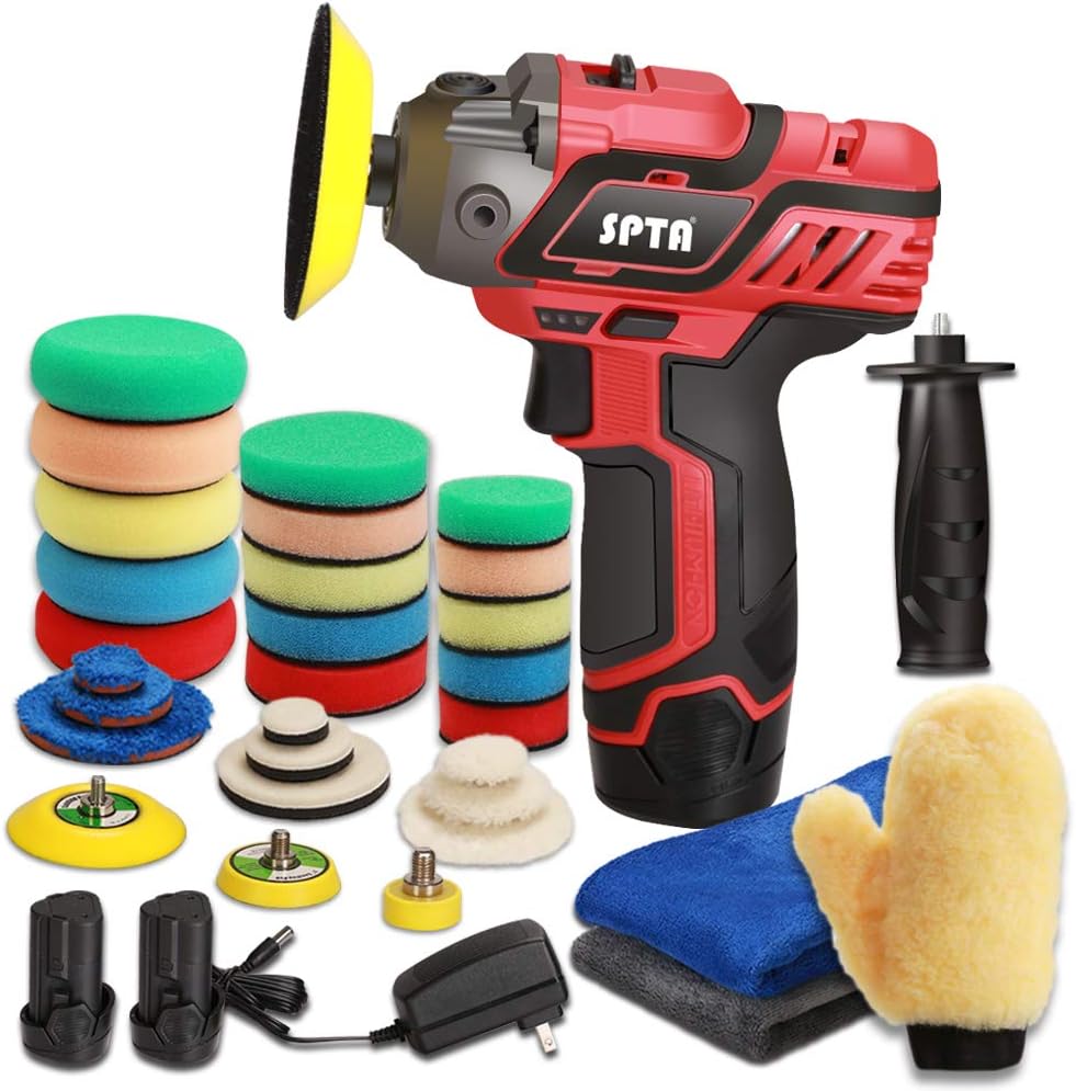 12V Cordless Car Polisher Tool Set with 1500mAh Li-ion Battery and Polishing Pads S122577