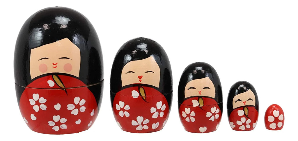 5 Piece Wooden Stacking Matryoshka Nesting Dolls Toy E826
