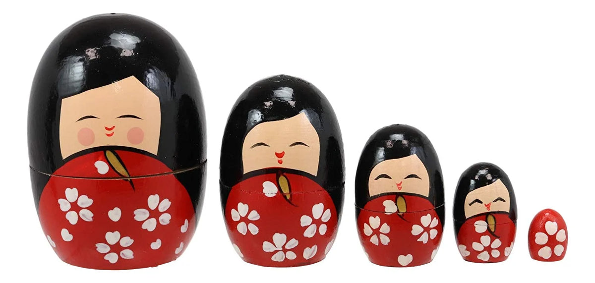 5 Piece Wooden Stacking Matryoshka Nesting Dolls Toy E826