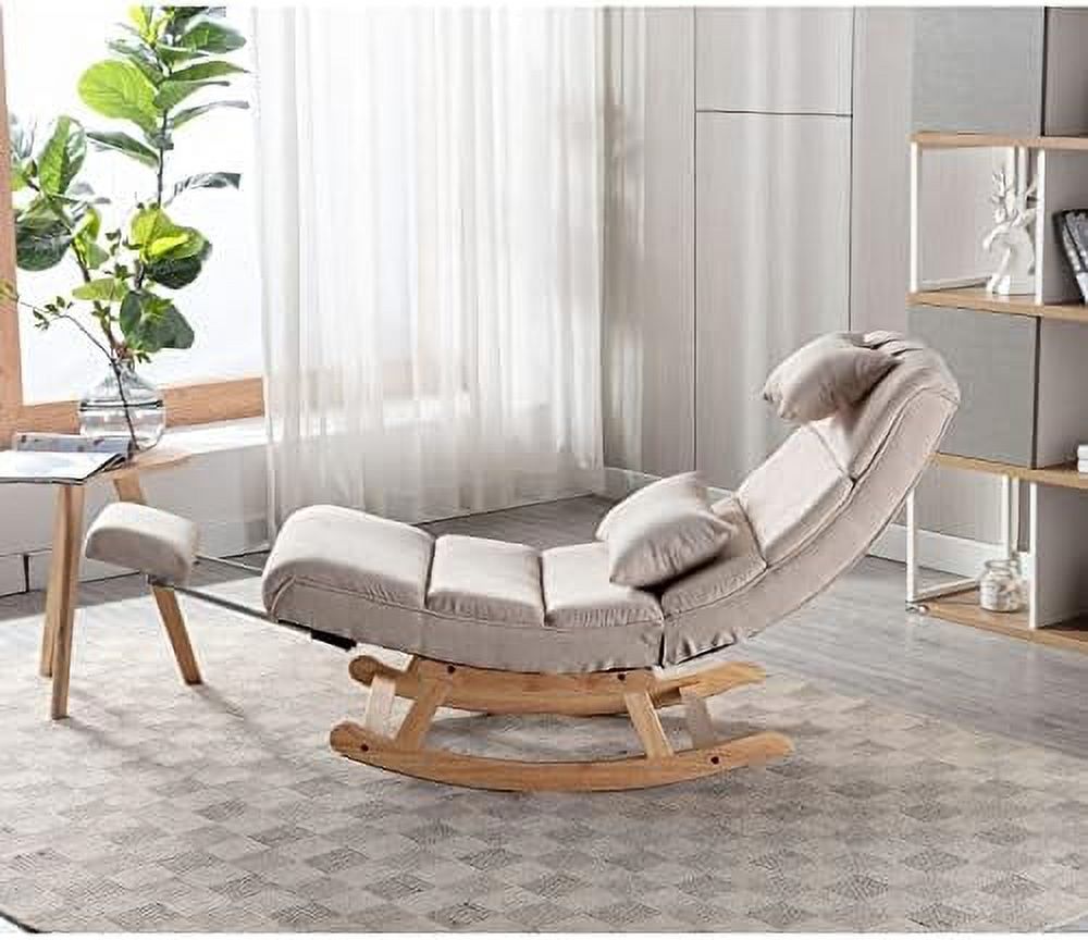 PU Leather Upholstered Rocking Recliner Chair with Pillows & Foot Q7705
