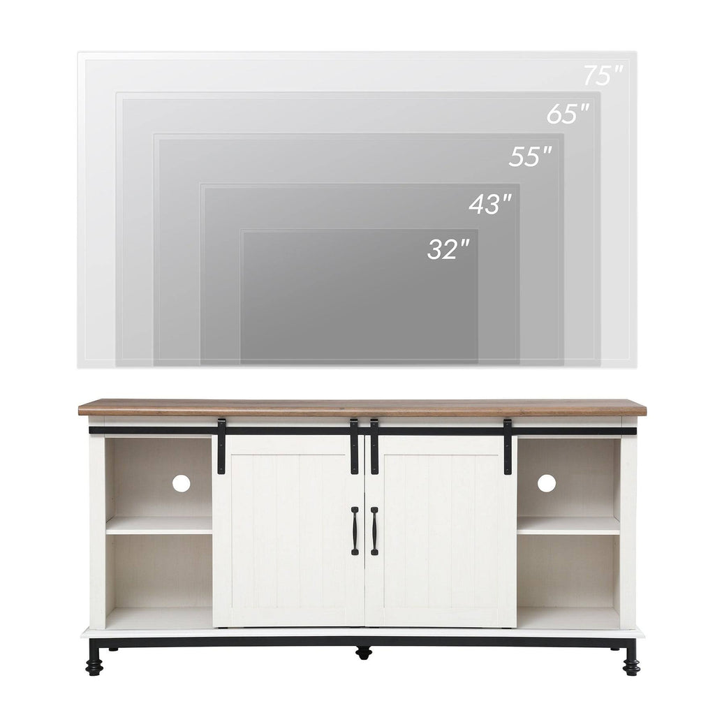 Oak Sliding Barn Door TV Stand Storage Cabinet L9271