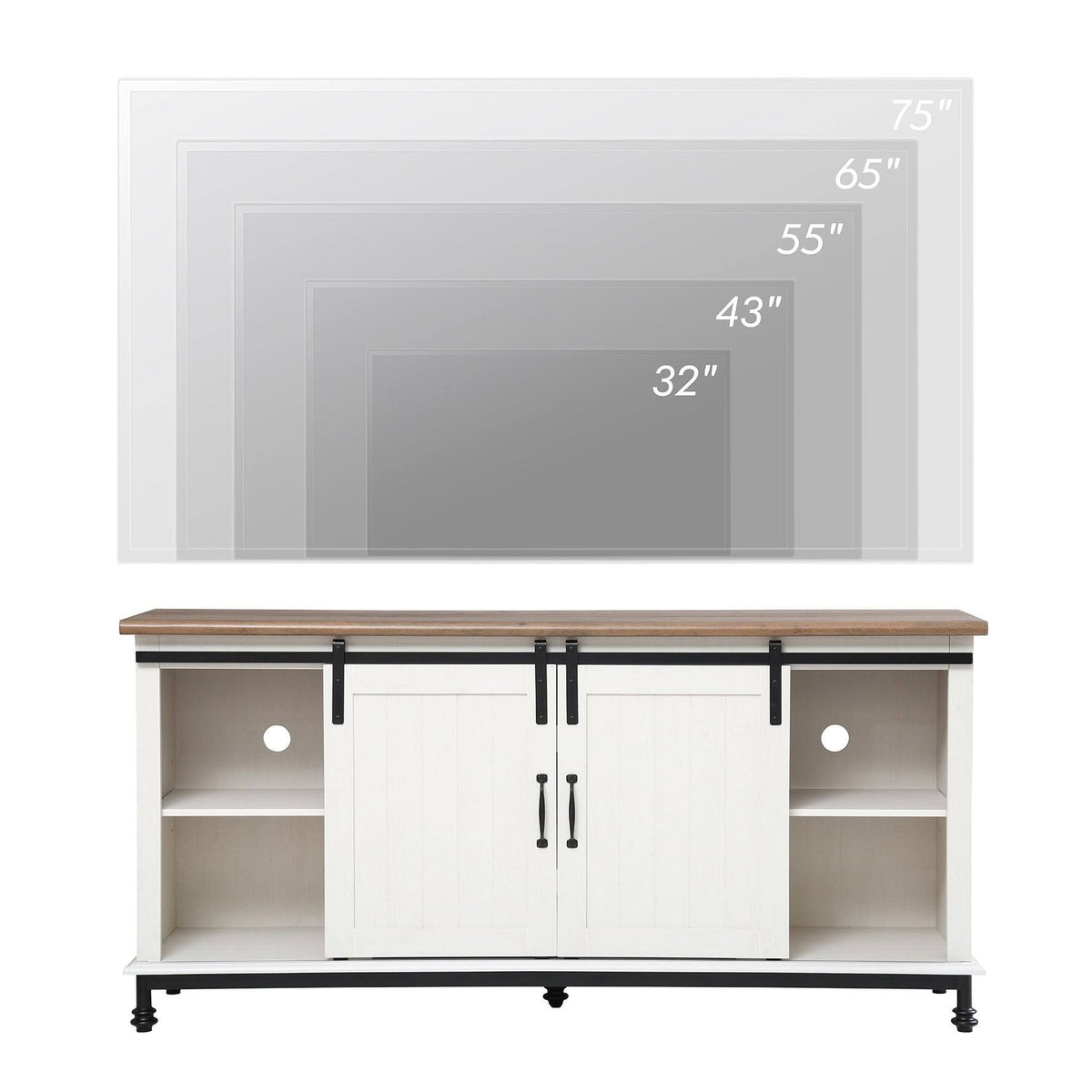 Oak Sliding Barn Door TV Stand Storage Cabinet L9271