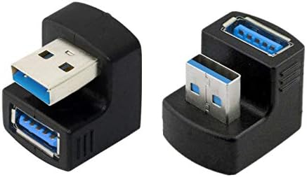 1 Set Up & Down Angled USB 3.0 Adapter A Male to Female Extension 180 Degree 5Gbps E409